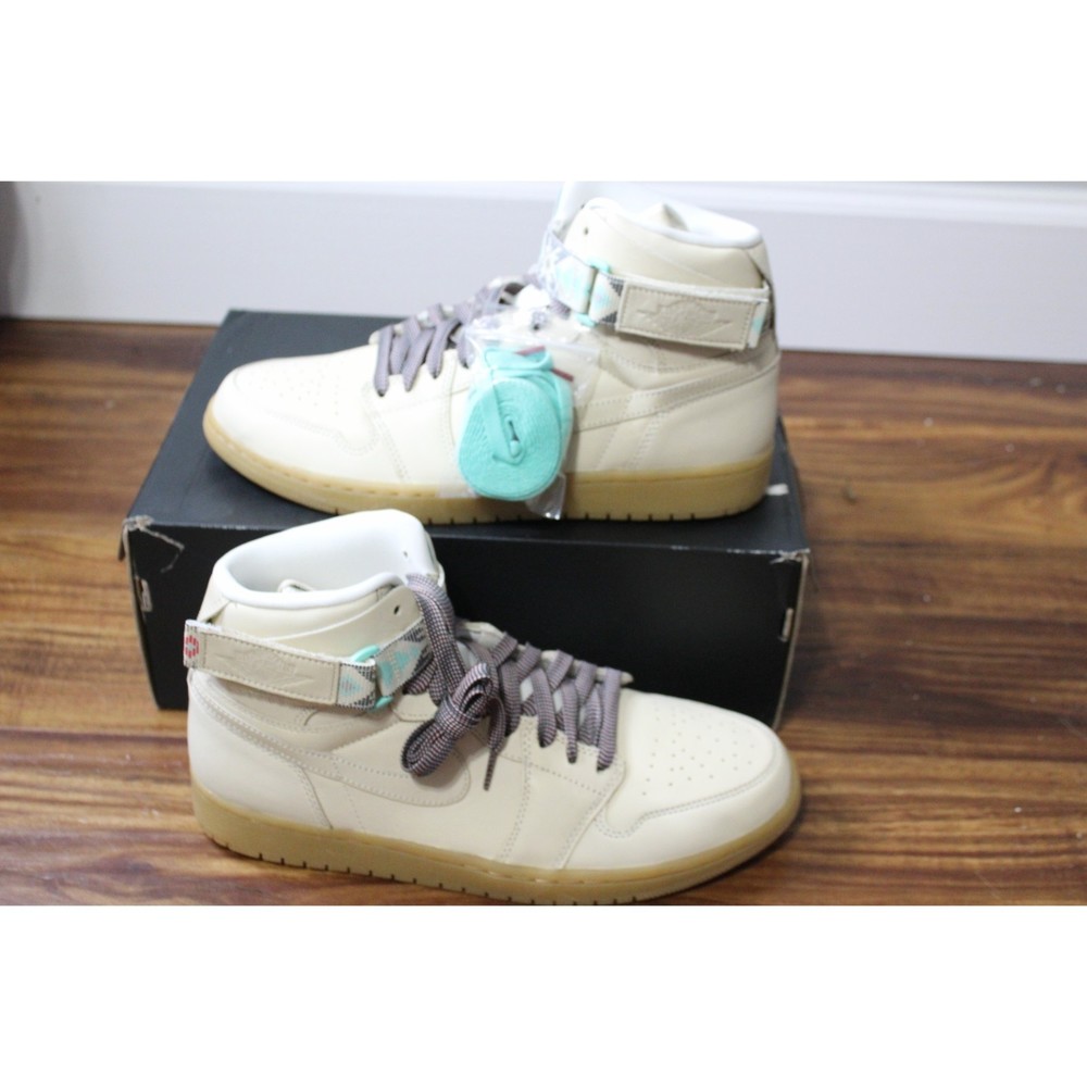 Mens Nike Air Jordan 1 Retro High Strap N7 Shoe Size 11 Cream AR4410-207 RARE